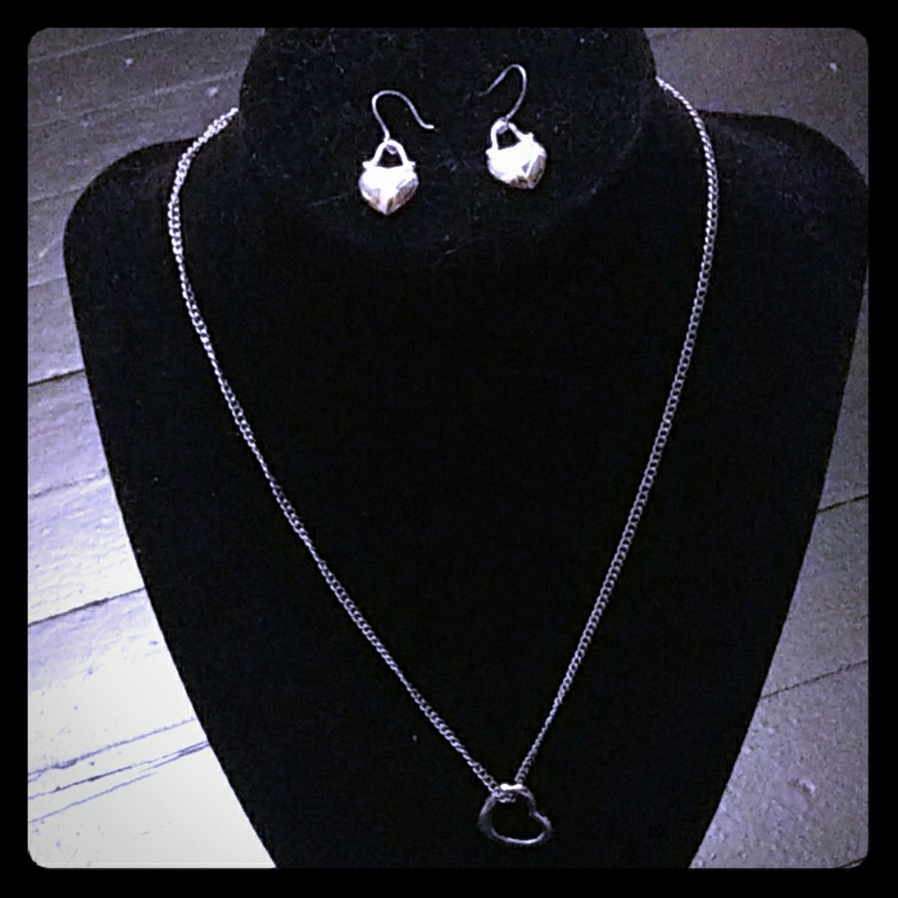 Silver Heart 2 piece Jewelry Set